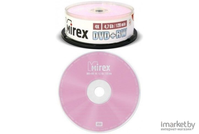 Оптический диск Mirex DVD+RW 4.7 Gb 4x Cake Box 25 [202592]