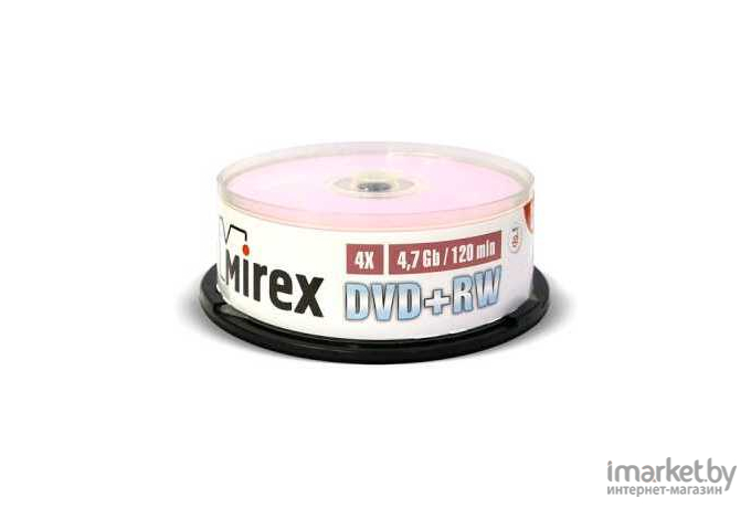 Оптический диск Mirex DVD+RW 4.7 Gb 4x Cake Box 25 [202592]