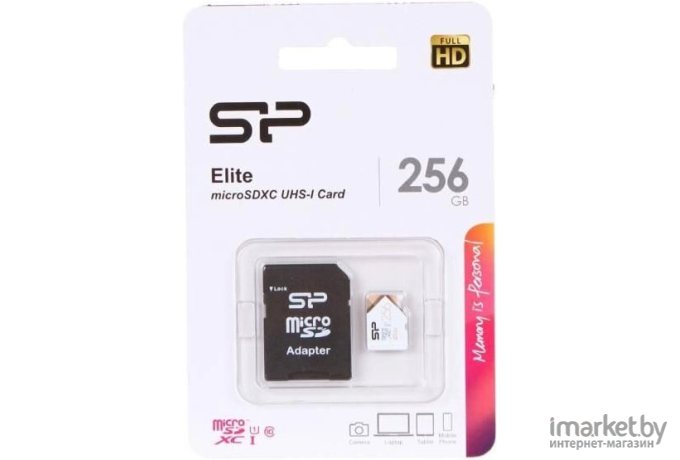 Карта памяти Silicon-Power microSD 256GB Elite microSDHC Class 10 UHS-I + SD адаптер Colorful [SP256GBSTXBU1V21SP]