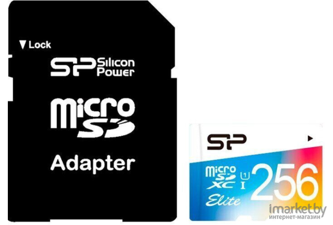 Карта памяти Silicon-Power microSD 256GB Elite microSDHC Class 10 UHS-I + SD адаптер Colorful [SP256GBSTXBU1V21SP]