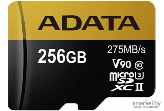 Карта памяти A-Data microSD 256GB Premier ONE microSDXC Class 10 UHS-II U3 V90 + SD адаптер [AUSDX256GUII3CL10-CA1]