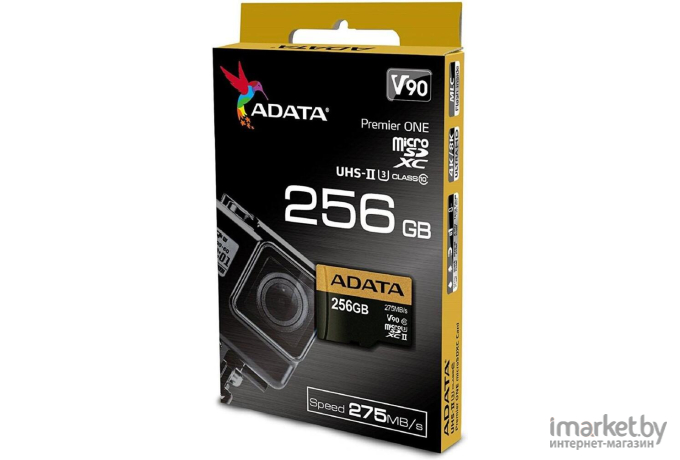 Карта памяти A-Data microSD 256GB Premier ONE microSDXC Class 10 UHS-II U3 V90 + SD адаптер [AUSDX256GUII3CL10-CA1]