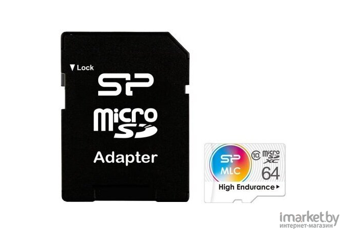 Карта памяти Silicon-Power microSD 64GB High Endurance microSDXC Class 10 UHS-I U3 SD адаптер [SP064GBSTXIU3V10SP]