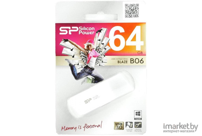 Usb flash Silicon-Power 64Gb Blaze B06 3.0 белый [SP064GBUF3B06V1W]