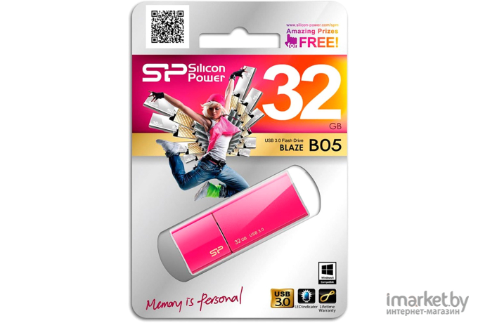 Usb flash Silicon-Power 32Gb Blaze B05 3.0 розовый [SP032GBUF3B05V1H]