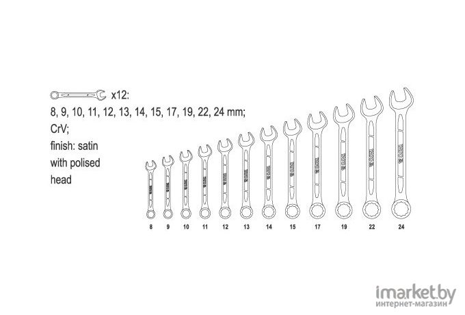 Гаечный ключ Yato YT-0362 (12 предметов) Набор