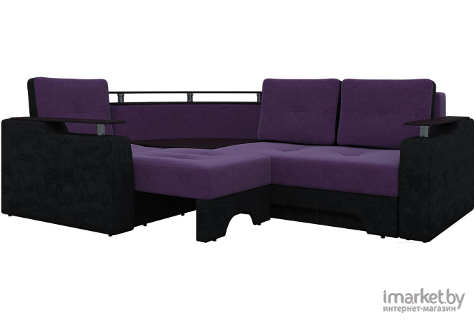 Угловой диван Mebelico Комфорт 90 левый 57407 микровельвет фиолетовый/черный