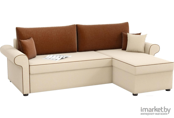 Угловой диван Mebelico Милфорд 91 правый 59543 рогожка бежевый/коричневый