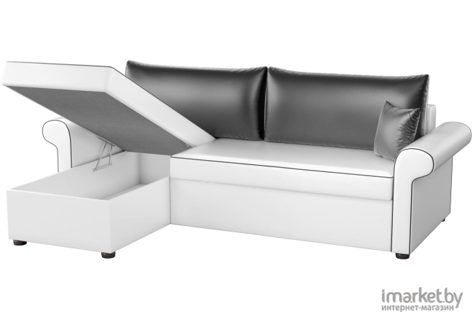 Угловой диван Mebelico Милфорд 91 левый 59559 экокожа белый/черный