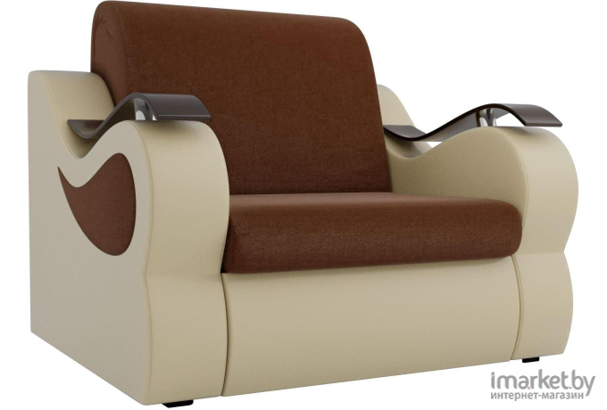 Кресло-кровать Лига Диванов Меркурий 60 рогожка коричневый/экокожа бежевый (100683)