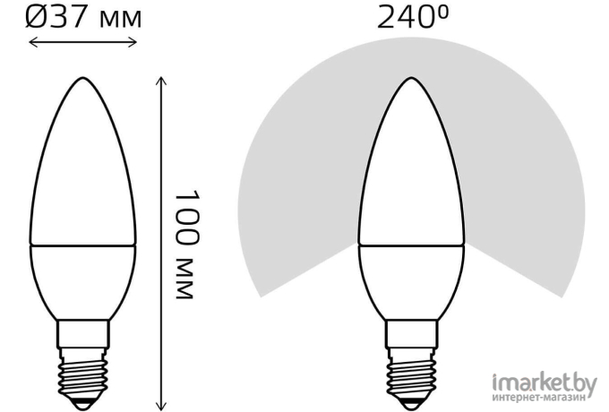Светодиодная лампа Gauss E14 6.5W 520lm 3000К 1/10/100 [103101107]