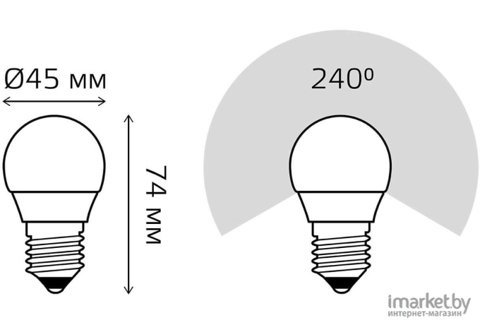 Светодиодная лампа Gauss LED Elementary Шар 6W E27 420lm 3000K 1/10/100 [53216]