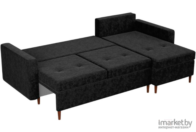 Угловой диван Mebelico Белфаст 492 правый 59068 вельвет черный