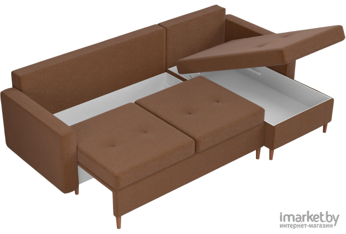 Угловой диван Mebelico Белфаст 492 правый 59066 рогожка коричневый