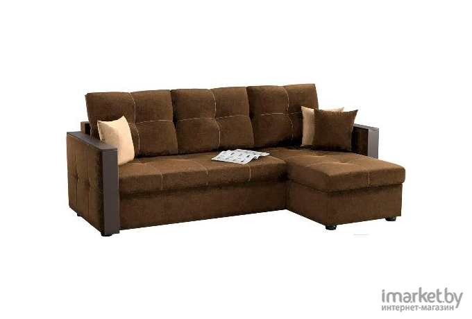Угловой диван Mebelico Валенсия 147 правый 59280 вельвет коричневый