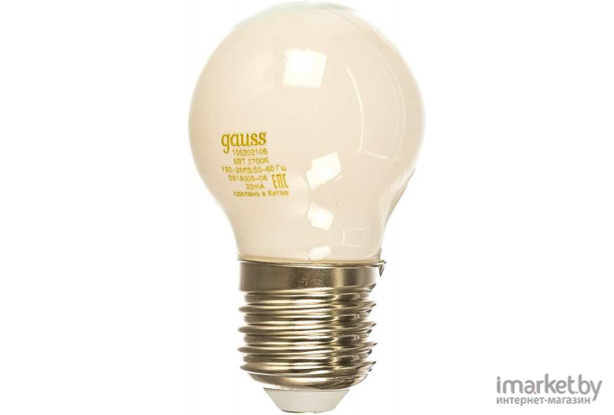 Светодиодная лампа Gauss LED Filament Шар Opal E27 5W 420lm 2700K 1/10/50 [105202105]