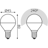 Светодиодная лампа Gauss LED Шар-dim E14 7W 590lm 4100К диммируемая 1/10/100 [105101207-D]