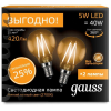 Светодиодная лампа Gauss LED Filament Шар E14 5W 420lm 2700K 1/10/50 [105801105]