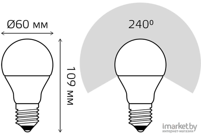 Светодиодная лампа Gauss LED A60 12W E27 1200lm 4100K 1/10/50 [102502212]