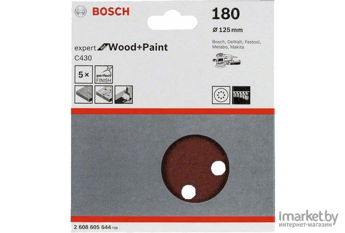 Шлифлист Bosch Expert for Wood+Paint 125мм К180 [2.608.605.644]