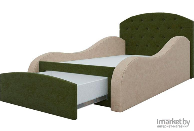 Кровать Mebelico Майя 10 кровать-тахта 58225 микровельвет зеленый/бежевый