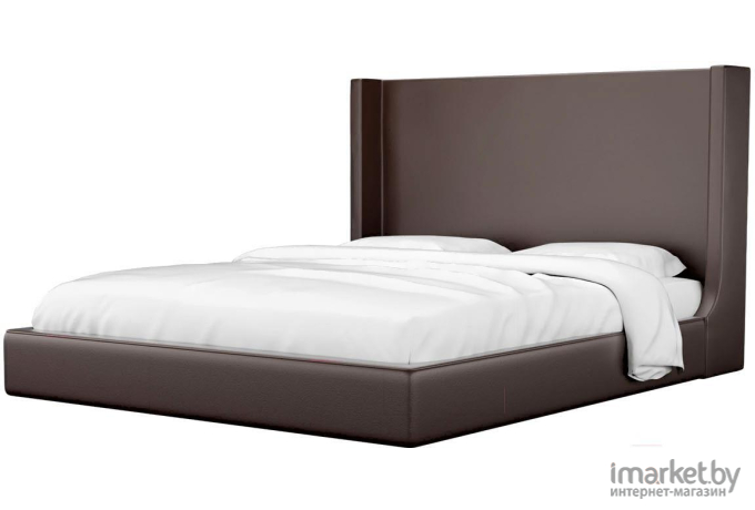 Кровать Mebelico Ларго 23 двуспальная 58184 экокожа коричневый