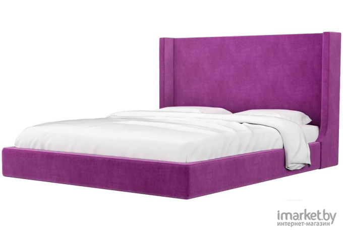 Кровать Mebelico Ларго 23 двуспальная 59015 микровельвет фиолетовый