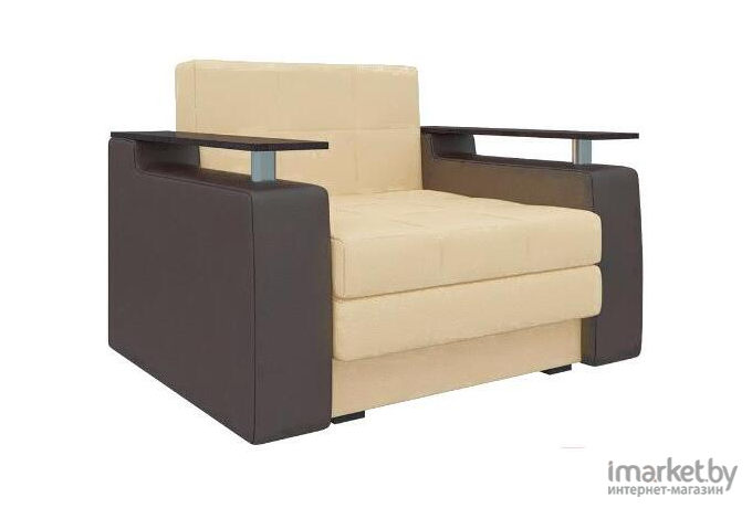 Кресло-кровать Mebelico Комфорт 12 58748 экокожа бежевый/коричневый