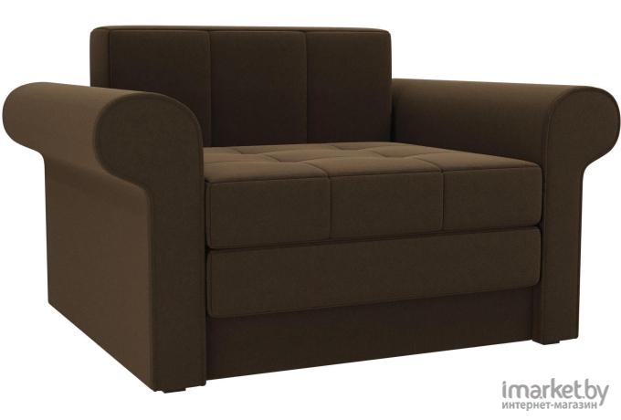 Кресло-кровать Лига Диванов Берли микровельвет коричневый (101284)