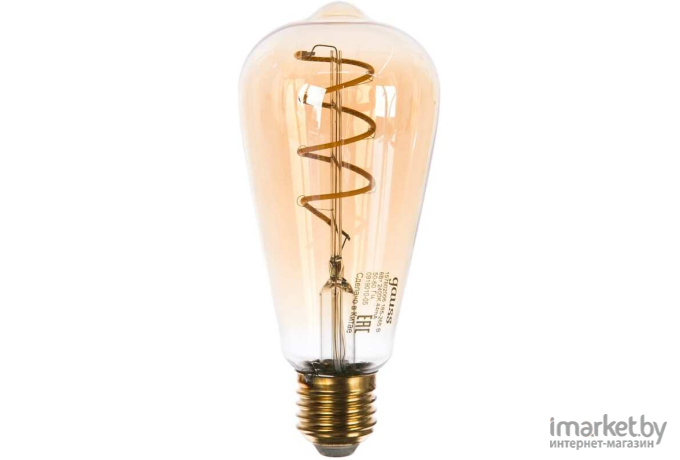 Светодиодная лампа Gauss LED Filament ST64 Flexible E27 6W Golden 360lm 2400К 1/10/40 [157802006]