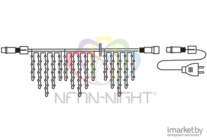 Новогодняя гирлянда Neon-night Айсикл 2.4x0.6 м 88 LED с эффектом мерцания белый провод белый [255-036]