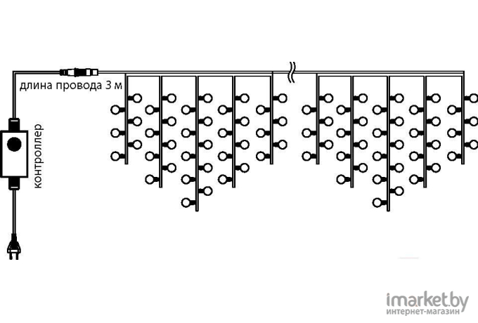 Новогодняя гирлянда Neon-night Айсикл 2.4x0.6 м 88 LED с эффектом мерцания белый провод белый [255-036]