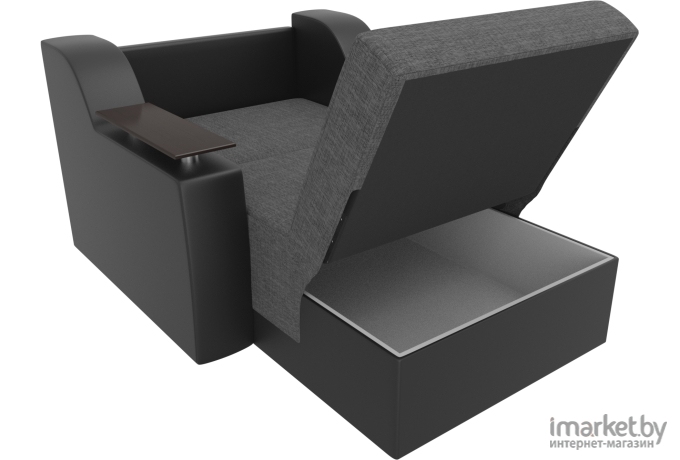 Кресло-кровать 1Mebelico Сенатор 00703 80 рогожка серый/экокожа черный
