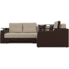 Угловой диван Mebelico Комфорт 90 правый микровельвет бежевый/коричневый