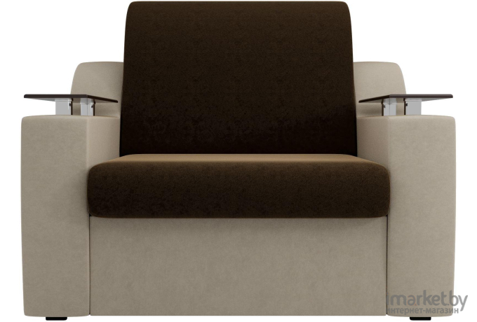 Кресло-кровать Mebelico Сенатор 100693 80 микровельвет коричневый/бежевый
