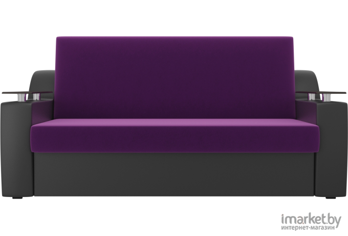Диван Mebelico Сенатор 100716 120, микровельвет фиолетовый/экокожа черный
