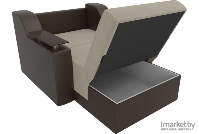 Кресло-кровать Mebelico Сенатор 100691 60 микровельвет бежевый/экокожа коричневый