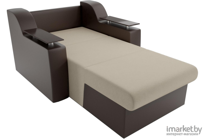 Кресло-кровать Mebelico Сенатор 100691 60 микровельвет бежевый/экокожа коричневый