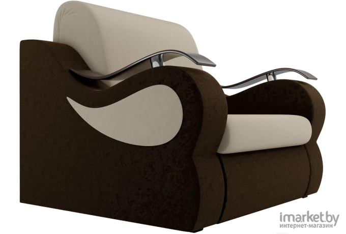 Кресло-кровать Лига Диванов Меркурий 80 микровельвет бежевый/коричневый (106308)