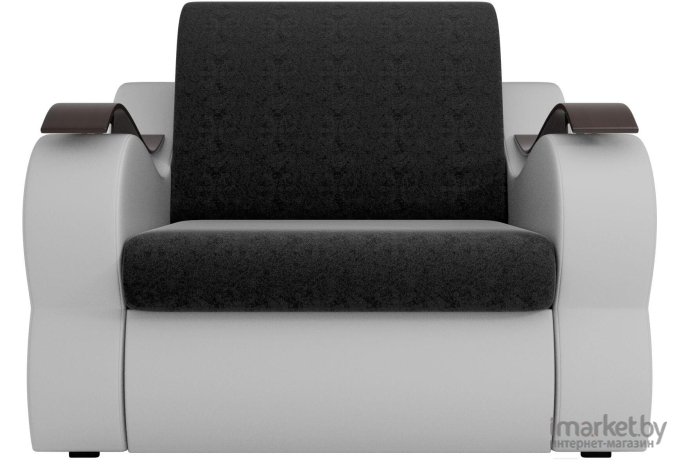Кресло-кровать Лига Диванов Меркурий 80 микровельвет черный/экокожа белый (106314)
