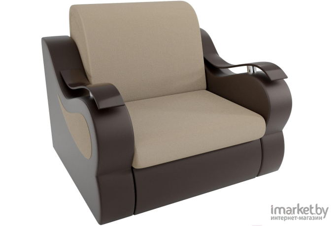 Кресло-кровать Лига Диванов Меркурий 80 рогожка бежевый/экокожа коричневый (106317)