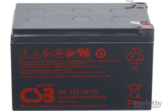 Аккумулятор для ИБП CSB HR 1251W F2 12V/12Ah