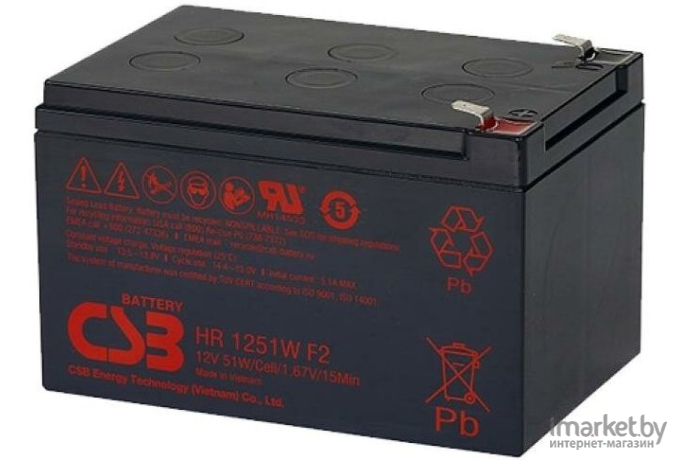 Аккумулятор для ИБП CSB HR 1251W F2 12V/12Ah