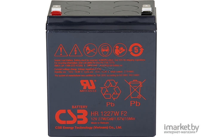 Аккумулятор для ИБП CSB HR 1227W F2 12V/6.5Ah
