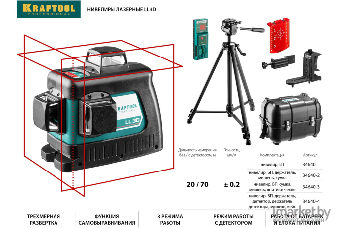 Лазерный нивелир Kraftool LL-3D-3 [34640-3]