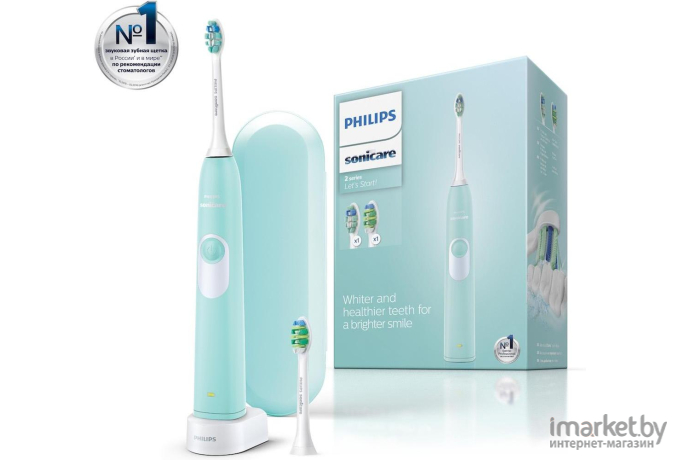 Электрическая зубная щетка Philips Sonicare 2 Series бирюзовый/белый [HX6212/90]