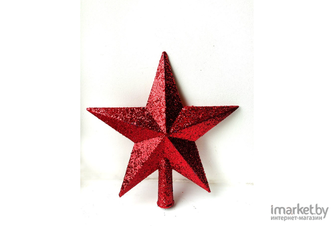 Новогоднее украшение GreenTerra Верхушка Звезда парча красный