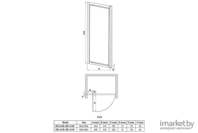 Душевая дверь Deante Flex KTL 612D