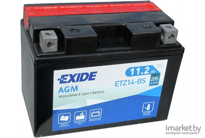Аккумулятор Exide Bike Maintenance Free ETZ14-BS 11.2а/ч