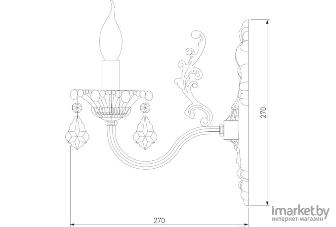 Бра Евросвет Elisha 3281/1 античная бронза/прозрачный хрусталь